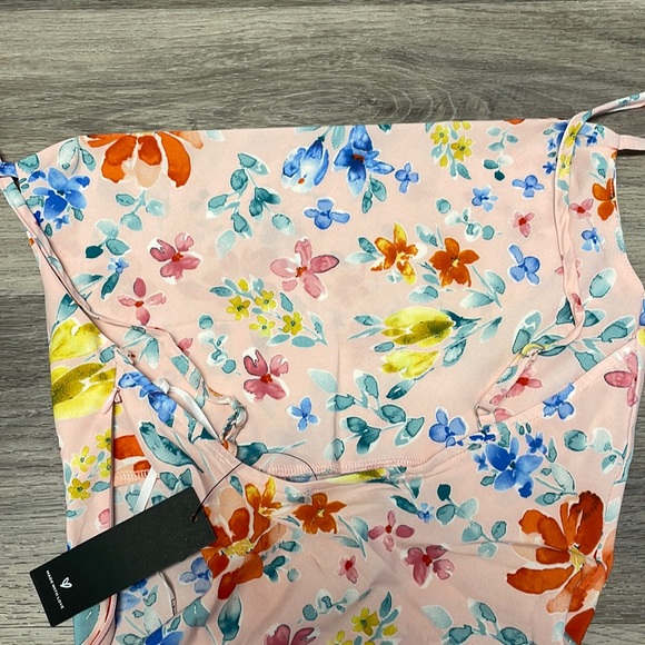 Botanical Bombshell Pink Floral Print Cowl Neck Bodysuit - Picture 8 of 9